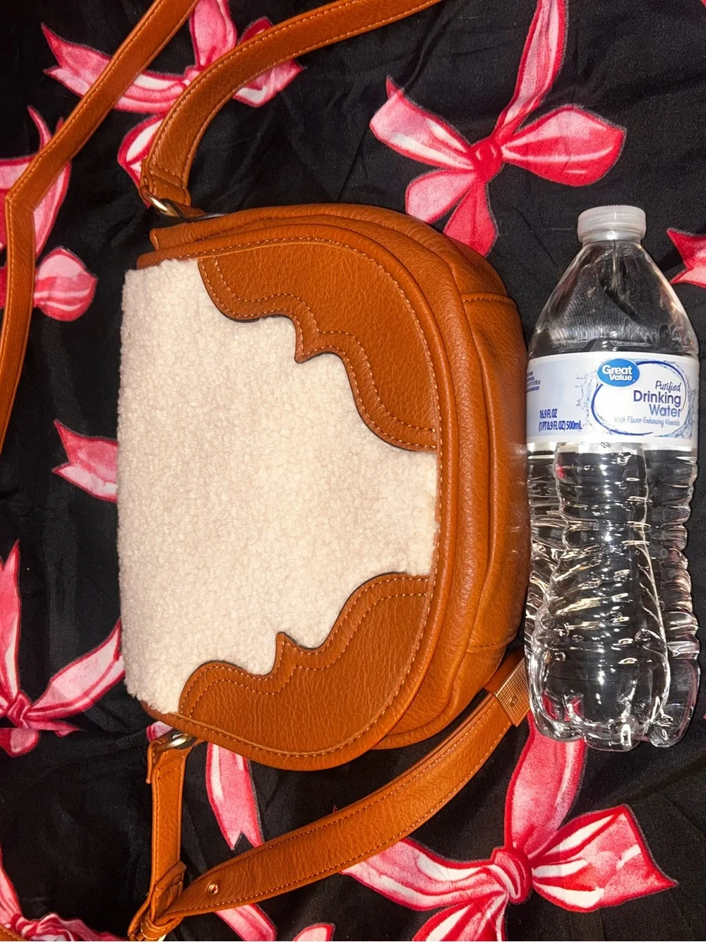 Jessica Simpson White and Tan Saddle Crossbody Bag